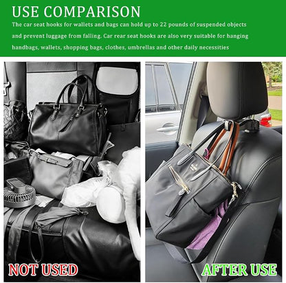 2PCS Car Headrest Hidden Hook, Purse Hook for Car, 2 in 1 Vehicle Back Seat Headrest Mobile Phone Holder, 360° Rotating Backseat Organizer for Handbag Clothes Grocery Fit Vehicles (Silver) - Image 5