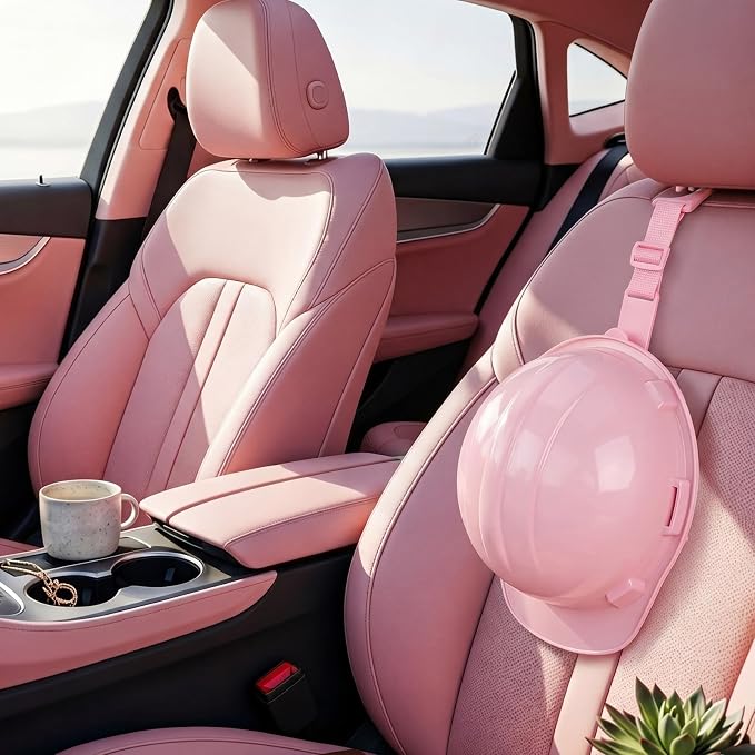 Unittype 4 Pcs Hard Hat Hook for Truck Adjustable Hard Hat Holder Hardhat Holder for Truck Seat Back Organizer 55 lb Load Heavy Duty Hardhat Hanger Storage Car Vehicle Headrest Bag Gear (Pink) - Image 4