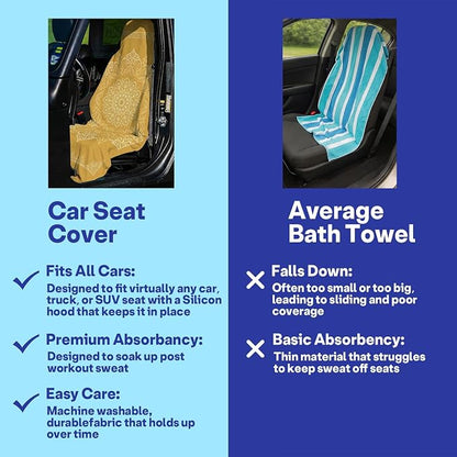 2 Pack Car Seat Towel Covers for Gym, Front Seats, Mandala Gold | Ethnic Sweat Protector for Front Seats Premium Thickened with Elastic Strap Breathable & Quick Dry Machine Washable Running - Image 6