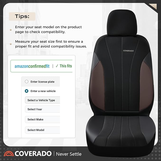 Coverado Car Seat Covers Front Seats, Luxury Seat Covers Full Set, Mesh Breathable Seat Protectors, 2 Seats Driver Seat Covers, Universal Fit for SUV, Sedan, Truck - Image 5