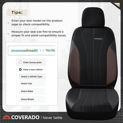 Coverado Seat Covers 5 Seats, Luxury Car Seat Covers Full Set, Automotive Car Protectors, Coffee Auto Seat Covers, Car Accessories Universal Fit for SUVs, Trucks, Sedans - Image 5