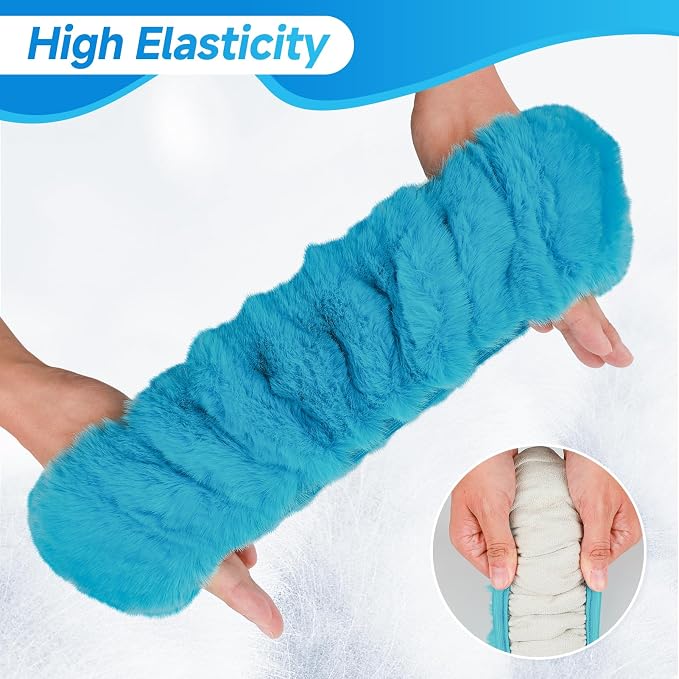 SEG Direct Fluffy Furry Steering Wheel Cover, Fuzzy Gear Shift Cover, Cyan | Gear Shift Cover, 2 PCS Set, Soft and Warm, Cute Fur Auto Car Decor, Standard Size 14.5- 15 inch for Women Men - Image 5