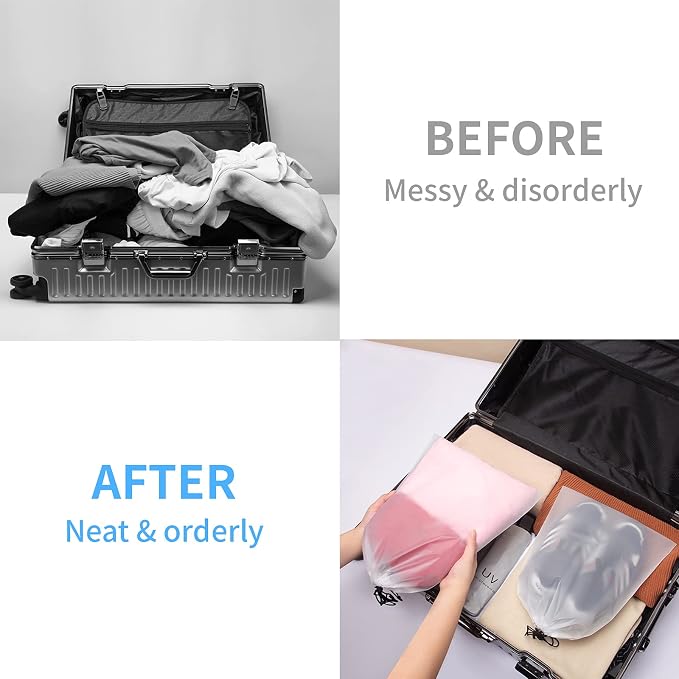 Vorspack 13 Pack Transparent Shoe Bags for Travel, 15.7 x 11.8 inches | Clear Drawstring Shoe Pouches, Portable Shoe Organizer, Travel Essentials for Men Women - Image 4