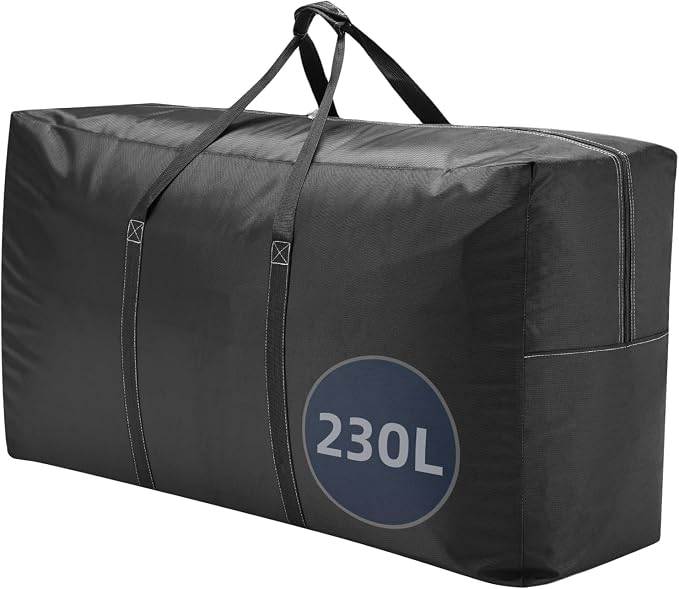 Extra Large travel duffel bag with Strong Handles, 230L Waterproof duffel bag, Durable Zippers, Extra Large Storage Totes for Space Saving and Moving Supplies, Black by Unknown