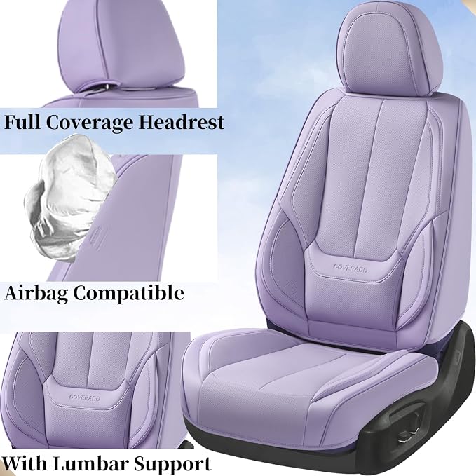 Coverado Car Seat Covers, Seat Covers for Cars, Waterproof Leather Auto Seat Protectors, Leather Car Seat Cushion, Car Interiors Accessories Universal Fit for Most Cars - Image 2