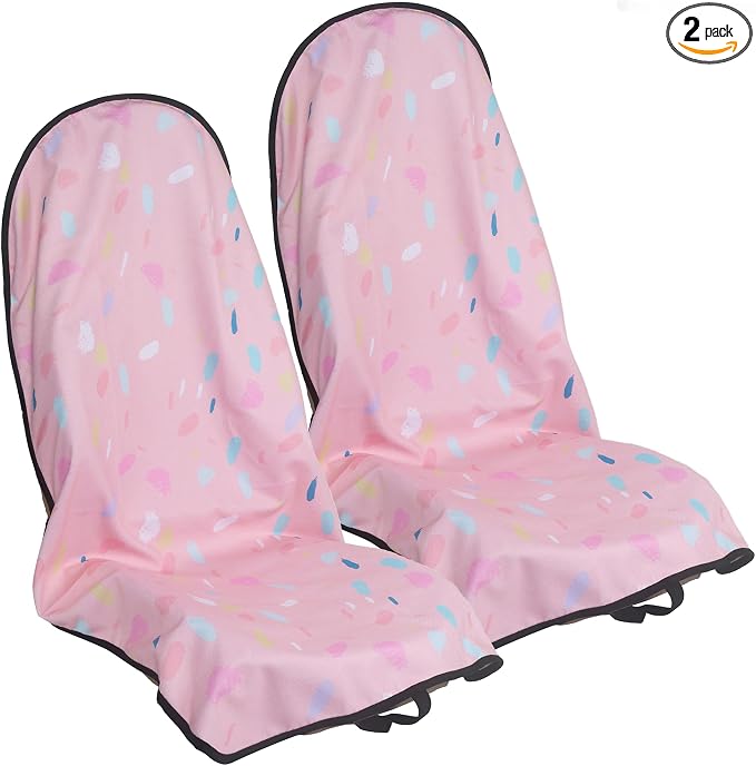 Car Seat Cover Protector Front Seats,for Gym Workout,Running,Swimming,Beach and Hiking,Waterproof Sweat Towel Bucket Seat Covers for Cars SUV Trucks (Pink Marbling, 2Pcs) by LoyaGour