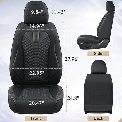 Coverado Car Seat Cover, Front Seat Cover, 2 Pack Universal Seat Covers for Cars, Breathable Nappa Leather Seat Cover, Waterproof Car Seat Protectors, Automotive Seat Covers Fit for Most Cars Black - Image 4