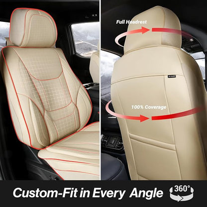 Coverland Premium Car Seat Covers Front Seats Waterproof Interior Protector | Interior Protector Airbag Compatible for CR-V, Bronco, CX-5, Pilot, Santa Fe, Highlander [Beige - Size Chart A11] - Image 4