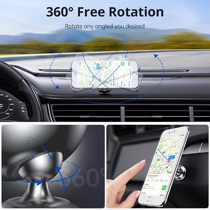 SYNCWIRE Magnetic Car Phone Holder for Dashboard, 360° Adjustable Strong Magnets Cell Phone Car Mount Compatible with iPhone, Samsung, Android - Gray | 360° Rotation, Strong Magnets, Reliable Adhesive, All Metal Car Mount Compatible with iPhone, Samsun... - Image 5