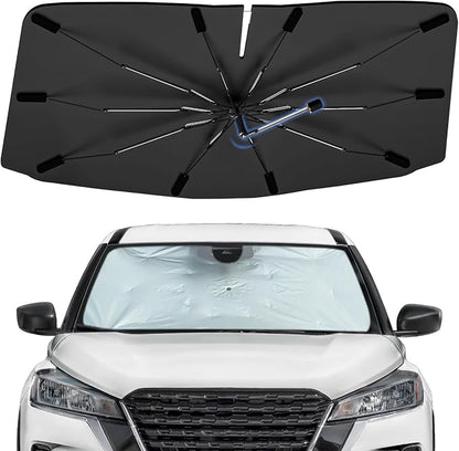 Windshield Sun Shade Umbrella for Nissan Kicks 2018-2024 Front Window | Foldable Car Sunshade, 360 Rotation Automotive Interior UV Protection for Outdoor Parking, Keep Car Cool by Bocvam