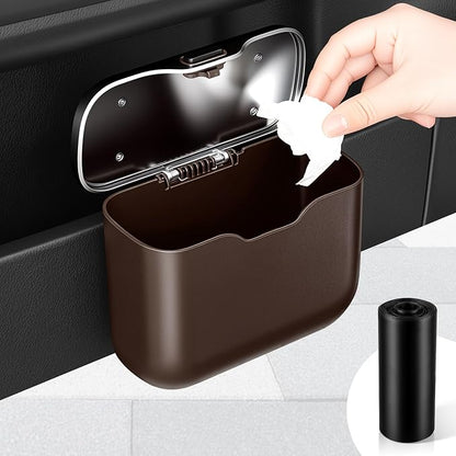 UYYE Car Trash Can, Car Garbage Bin with Lid & Handle - Leak-Proof Mini Trash Can for Car, Truck, SUV - Essential Car Accessories for Organization (Brown) by UYYE