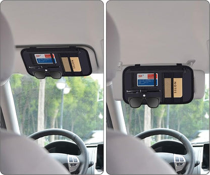 Wisdompro Car Sun Visor Organizer, Registration and Insurance Holder, Black | Auto Sunvisor Pocket, Truck Storage Pouch with Elastic Strap for Sunglass, Glasses, Documents, Cards, Pen, Drivers License - Image 5