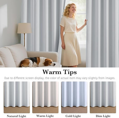 RYB HOME Short White 100% Blackout Curtains for Small Window | Thermal Insulated, Heat & UV Blocking, Total Room Darkening, Privacy, Drapes for Cafe, W29 x L30, 2 Panels - Image 6