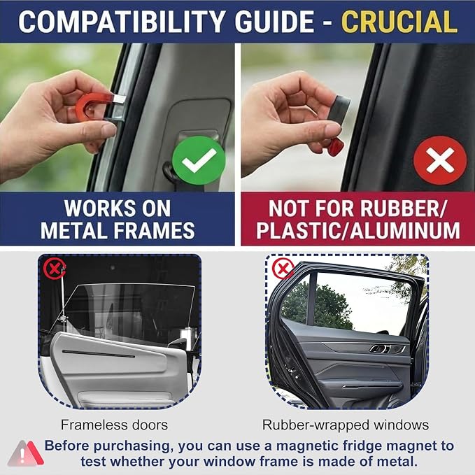 XCBYT Magnetic Car Window Shades for Back Windows, 100% Blackout Privacy | 2-Pack Heat & UV protection for camping, baby sleep, work break, road trip. Fits steel frames only, measure size before buy - Image 5