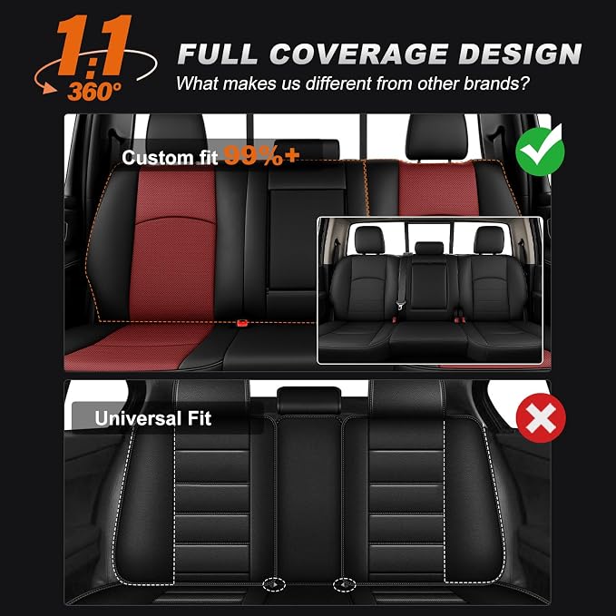 AOMSAZTO Custom Fit Seat Covers for Ram1500 & 2500 2009-2018 Black&Red | Pickup Truck Seat Covers, Perfect Fit, Breathable, Waterproof, Premium Faux Leather, for Ram Crew Cab, Airbag Compatible - Image 7