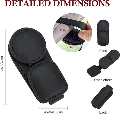 KIWEN Sunglasses Holder for Car Visor, Magnetic Leather Sunglass Eyeglass Hanger Clip for Car Sun Visor Accessories (1, Black) - Image 6