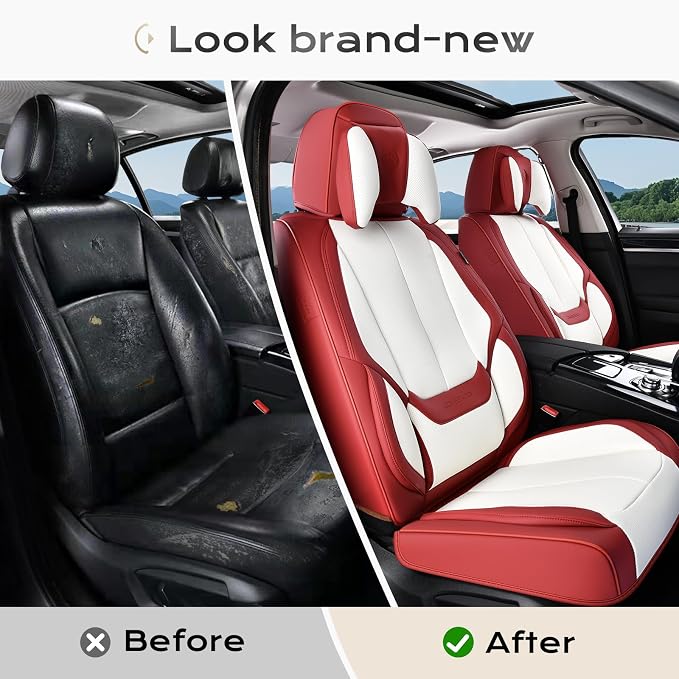 Coverado Car Seat Covers, Seat Covers for Cars, Waterproof Leather Auto Seat Protectors, Leather Car Seat Cushion, Car Interiors Accessories Universal Fit for Most Cars - Image 8