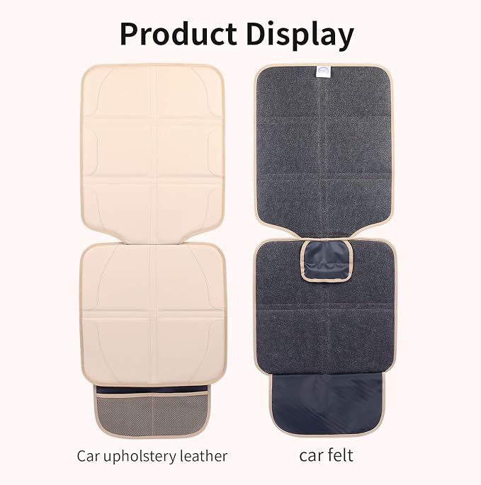 Car Seat Protector, Extra Thick Car Seat Covers Non-Slip Waterproof Mat Pad Leaving No Imprints Marks for Child Baby Pet Truck SUV Automobile (Beige-A) - Image 8