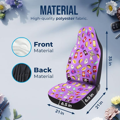 GENANY Taco Dog Car Seat Covers, 2-Piece Front Seat Set | 2-piece polyester front seat cover set, each 49.5 x 19.6 inches, with adjustable straps and hooks - Image 4