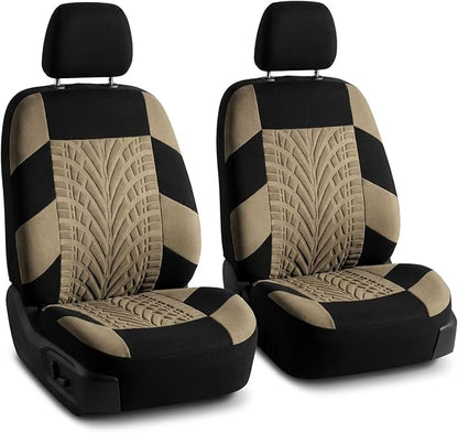 FH Group Front Set Travel Master Car Seat Covers - Covers for Low Back Car Seats with Removable Headrest, Universal Fit, Automotive Seat Cover, Airbag Compatible Car Seat Cover for SUV, Sedan Beige by FHGroup