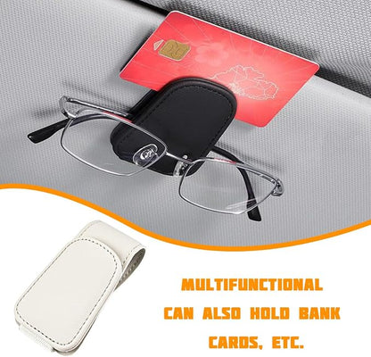 Sunglasses Holder for Car Visor, Microfiber Leather Magnetic Sun Visor Eyeglasses Hanger & Ticket Card Clip, Multi-Function Automotive Interior Glasses Mount, Universal Fit (Light Beige) - Image 6