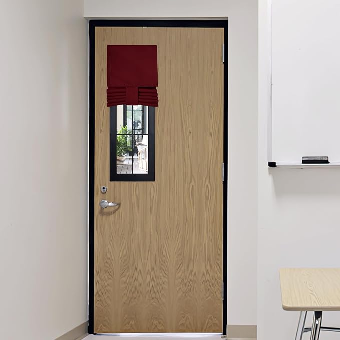 RYB HOME Classroom Door Window Cover, Blackout Door Curtain No Drill | Emergency Lockdown Shade for School Door Window, Room Darkening Block Views, Office Door Curtain, W8 x L36, 1 Panel by RYBHOME