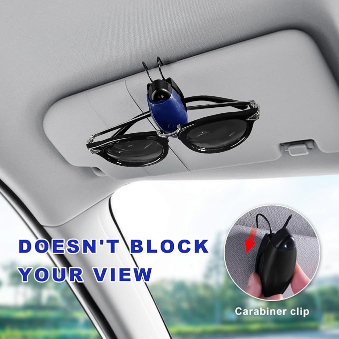 5 PCS Car Sun Visor Clips, Compact Auto Sunshade Sunglasses Clip Ticket Card Holder, Universal Sun Visor Organizer Eyeglasses Mount for Most Vehicles (Black+Green+Blue+White+Purple) - Image 6