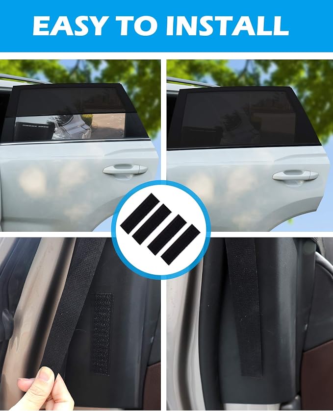 Tevlaphee Car Sunshade Kids, Universal Sun Visor Car Net Sunscreen Baby with Certified UV for Side Window Mesh Material Protects Passenger Baby, Children & Pets (XL) - Image 6