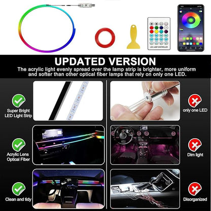 Dreamcolor Acrylic Interior Car LED Strip Lights,43.3in USB RGB Neon Flexible Strip Fiber Optic LED Ambient Lighting Kits with Remote APP, RGB Music Lights Sync for Inside car Decorations - Image 6