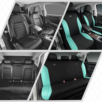 Skechers Work Seat Covers, Leather Car Seat Covers 5-Times Stronger Built-in Webbing, Oxford Fabric Seat Cover Full Sets, Airbag Compatible, Automotive Comfort for Cars, Trucks, SUVs,Mint - Image 5