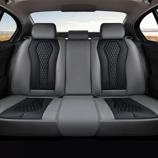 Coverado Car Seat Covers, Back Car Seat Cover, 3-Pieces Leather Seat Cover, Luxury Car Seat Cushion, Luxury Seat Cover Seat Protector Universal Most Cars Trucks SUV by COVERADOAUTO