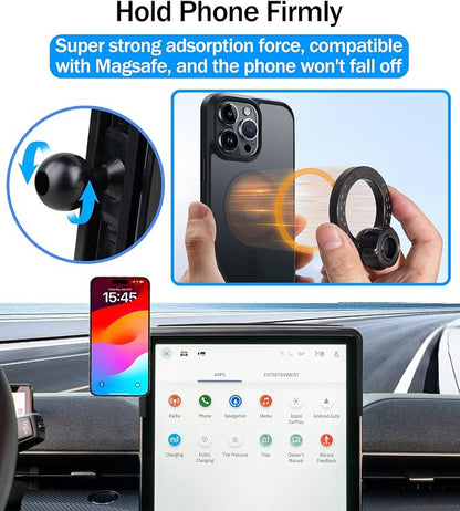 Car Phone Holder for 2021-2025 Ford Mustang Mach-E 15.5-Inch Touchscreen, 360° Rotation Cell Phone Mount Compatible with MagSafe, for Ford Mustang Mach-E Accessories - Image 4