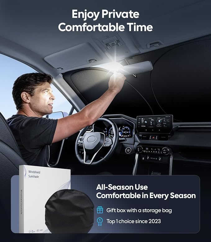 Wigoo for Volkswagen Atlas Windshield Sunshade, Custom Fit, Heat Blockage | Custom Fit, Cooling Tech Fabric, Foldable Heat-Blocking Sunshade with Storage Bag, for Volkswagen Atlas 2018-2026 Accessories - Image 6