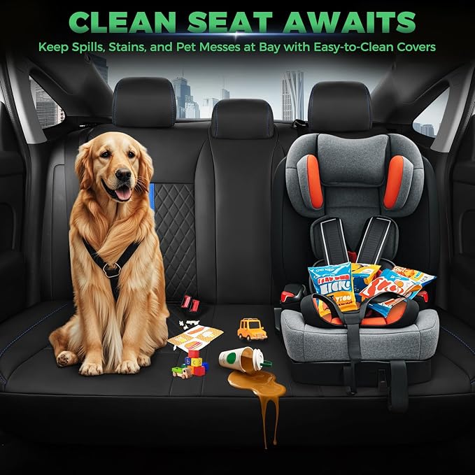 RIDEPOSH Custom Fit Seat Covers for Honda Civic 2022-2026 | Sedan LX 2022-2026, Sport 2022-2024, Faux Leather, Solid Bench Rear, No Rear Armrest, Waterproof, Airbag Compatible, Full Set - Image 6