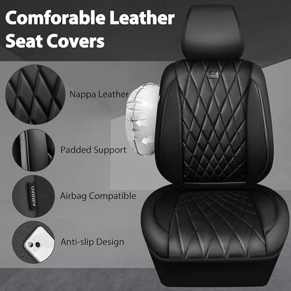 CAR PASS Nappa Leather Rav4 Front Seat Covers Custom Fit for Toyota Rav4 2019-2024, Camry 2018-2024, Corolla 2020-2025, Luxury Premium Anti-Slip Waterproof 2 Pack Seat Cover, Airbag Compatible Black - Image 4