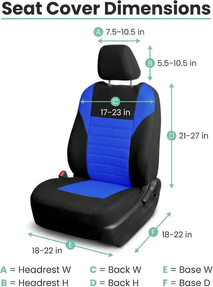 FH Group Automotive Car Seat Covers Front Set Premium 3D Air Mesh Front Seat Covers, Airbag Compatible Universal Fit Interior Accessories for Cars Trucks and SUVs - Blue - Image 7