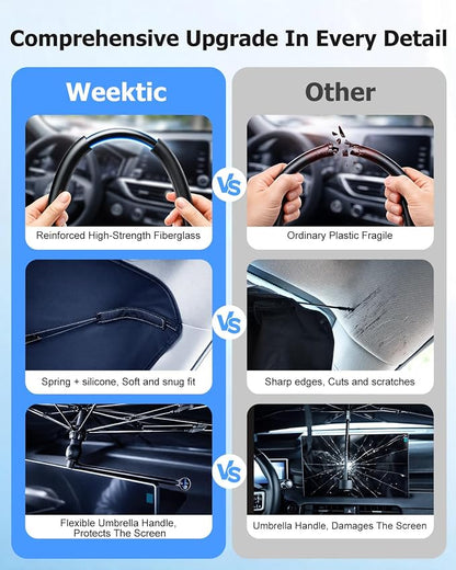 Weektic Custom Windshield Sun Shade Umbrella for Toyota Corolla Cross 2022-2026, [Double Thickened Ice Crystal Coating] Sun & Heat Protection, Keep Vehicle Cool & Protect Interior - Image 7
