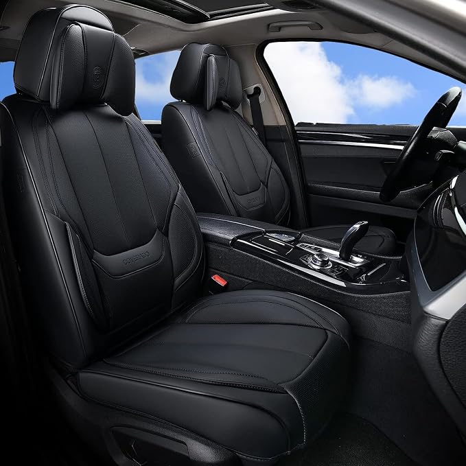 Coverado Car Seat Covers, Seat Covers for Cars, Waterproof Leather Auto Seat Protectors, Leather Car Seat Cushion, Car Interiors Accessories Universal Fit for Most Cars by COVERADOAUTO