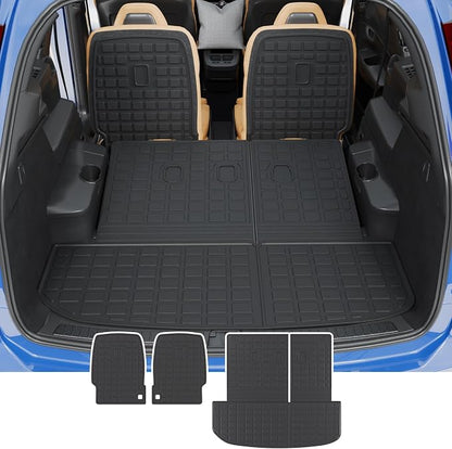 Rongtaod 2nd&3rd Row Backrest Mats+Trunk Mat for 2020-2025 Hyundai Palisade | Only for 7 Seats, Trunk Mat Cargo Liner TPE All Weather Kick Mat Trunk Liner 2024 Palisade Accessories by Rongtaod