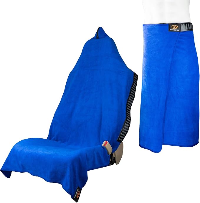Transition & Seat Wrap V2.0 Blue Car Seat Cover Towel | Waterproof cover, changing kilt, quick-dry towel, secure fit for athletes runners cyclists triathletes by MOrangeMud