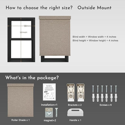 Persilux Blackout Roller Shades for Window Blinds,Cordless,Linen Fabric,Thermal Insulated Fabric UV Protection Shades for Home,Office,Bedroom,Door,Blackout-Light Brown,34 1/2" W X 64" H - Image 7
