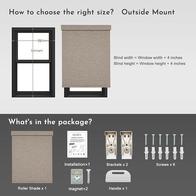 Persilux Blackout Roller Shades for Window Blinds,Cordless,Linen Fabric,Thermal Insulated Fabric UV Protection Shades for Home,Office,Bedroom,Door,Blackout-Light Brown,46" W X 72" H - Image 7