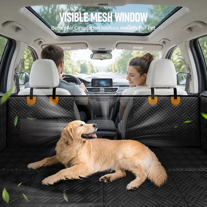 Dog Car Seat Cover for Back Seat, Hard Bottom Back Seat Extender for Dog | Back Seat Pet Cover for Dogs - Supports 400lbs, Waterproof Heavy Duty Scratch Resistant, Dog Hammock for Midsize SUVs/Trucks - Image 7