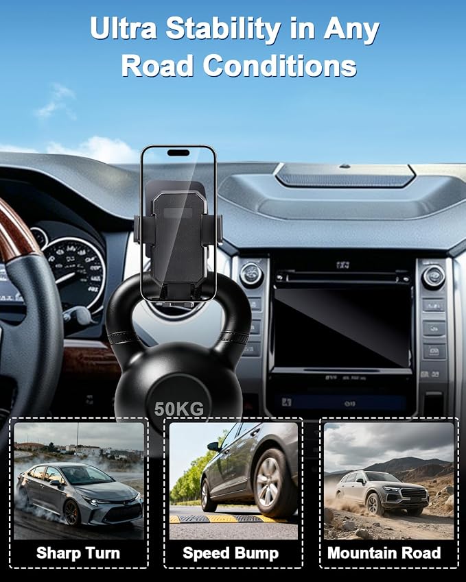 PZK Car Phone Mount for Toyota Tundra 2014-2021 Accessories Custom Air Vent | Auto Lock Car Phone Holder for Tundra Hands Free 360° Rotation One Button Release Fixed Clip Phone Cradles for All phone - Image 5