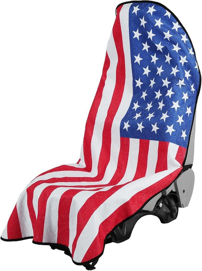 Prpeko Terry Cloth seat Cover Universal Waterproof Car Sport Towel Seat Cushion Non-Slip Sweat-Absorbent Towel Cloth Suitable for Gym Workout, Universal Fit for Car SUV Van-Flag by Prpeko