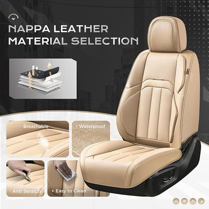 Coverado Nappa Leather Car Seat Covers Front Set, Luxury Waterproof Seat Protectors, Airbag Compatible Anti‑Slip Auto Seat Covers, Universal Fit for Most Cars SUVs Trucks Pickup Vehicles - Image 2