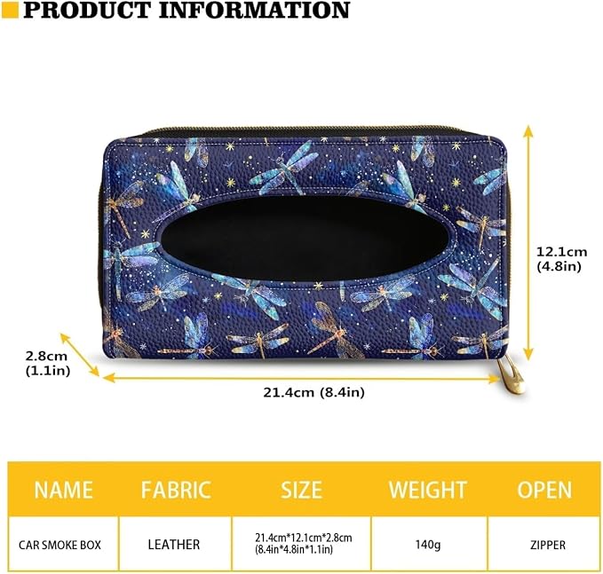 Biyejit 2 Pack Car Tissue Holder, Galaxy Dragonfly Visor Tissue Holder for Car PU Leather Tissue Box Holder for Car Sun Visor & Seat Back - Image 6