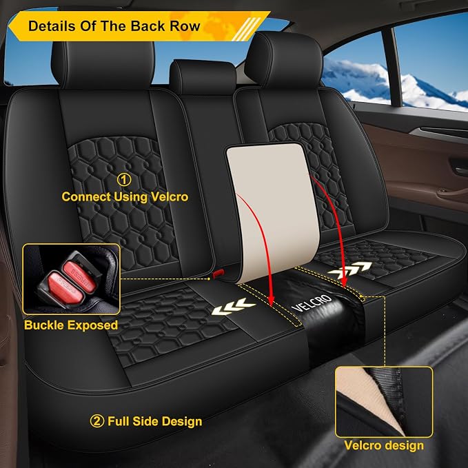 Car Seat Covers for Lexus RX 350 2007-2026 2027 Full Set Faux Leather | Waterproof Breathable Scratch Resistant 360° Wrap Airbag Compatible Easy Clean (5 Seats,Black) - Image 2