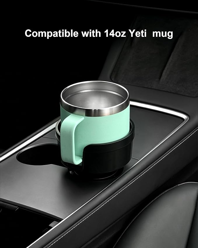 SEVEN SPARTA Car Cup Holder Expander for 10-24oz Travel Mugs & Coffee Cups | Low Profile Version for Yeti, Stanley & Hydro Flask Mugs 10-24oz, Adjustable Offset Base with Lock Ring, Fits 3.5"-4" Cups - Image 2