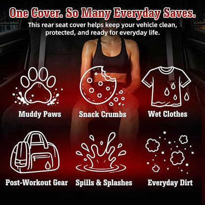 Car Seat Cover Towel, Waterproof Sweat Absorbent Back Seat Protector for Sedans SUVs & Minivans, Non-Slip Machine Washable Rear Bench Cover for Post-Gym, Beach, Pets & Kids (Black) - Image 5